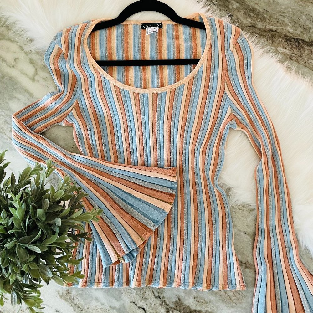 Venus Metallic Bell Sleeve Sweater